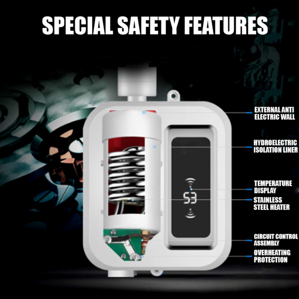 HydroSnap Portable Water Heater – Tankless Hot Water Heater Electric 3500W with Temperature Control Knob