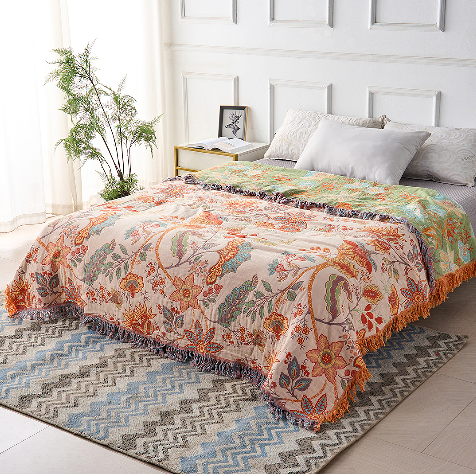 FloraRust Boheme – Rustic Floral Boho Blanket | 100% Cotton Floral Blanket