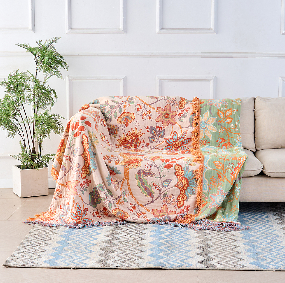 FloraRust Boheme – Rustic Floral Boho Blanket | 100% Cotton Floral Blanket