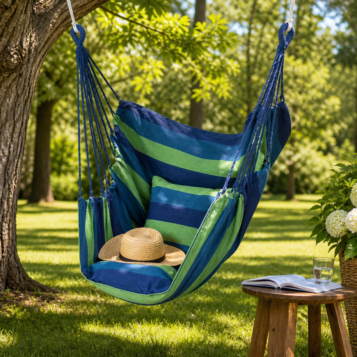 Thickened Canvas Hammock Chair – Anti-Rollover Striped Swing Net