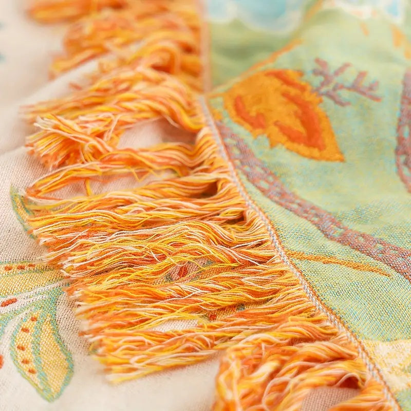 FloraRust Boheme – Rustic Floral Boho Blanket | 100% Cotton Floral Blanket