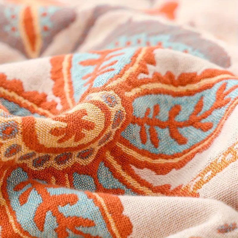 FloraRust Boheme – Rustic Floral Boho Blanket | 100% Cotton Floral Blanket