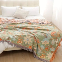 Rustic Floral Boho Blanket | 100% Cotton Floral Blanket