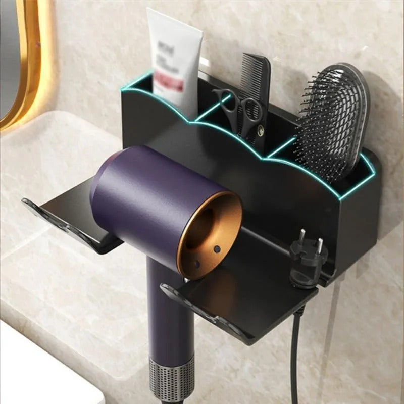 HairEase Wall-Mounted Hair Dryer & Straightener Organizer