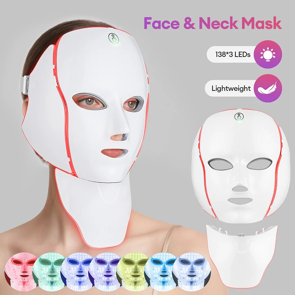 RadiancePro Red Light Therapy Mask for Face & Neck – 7-Color Skin Rejuvenation System