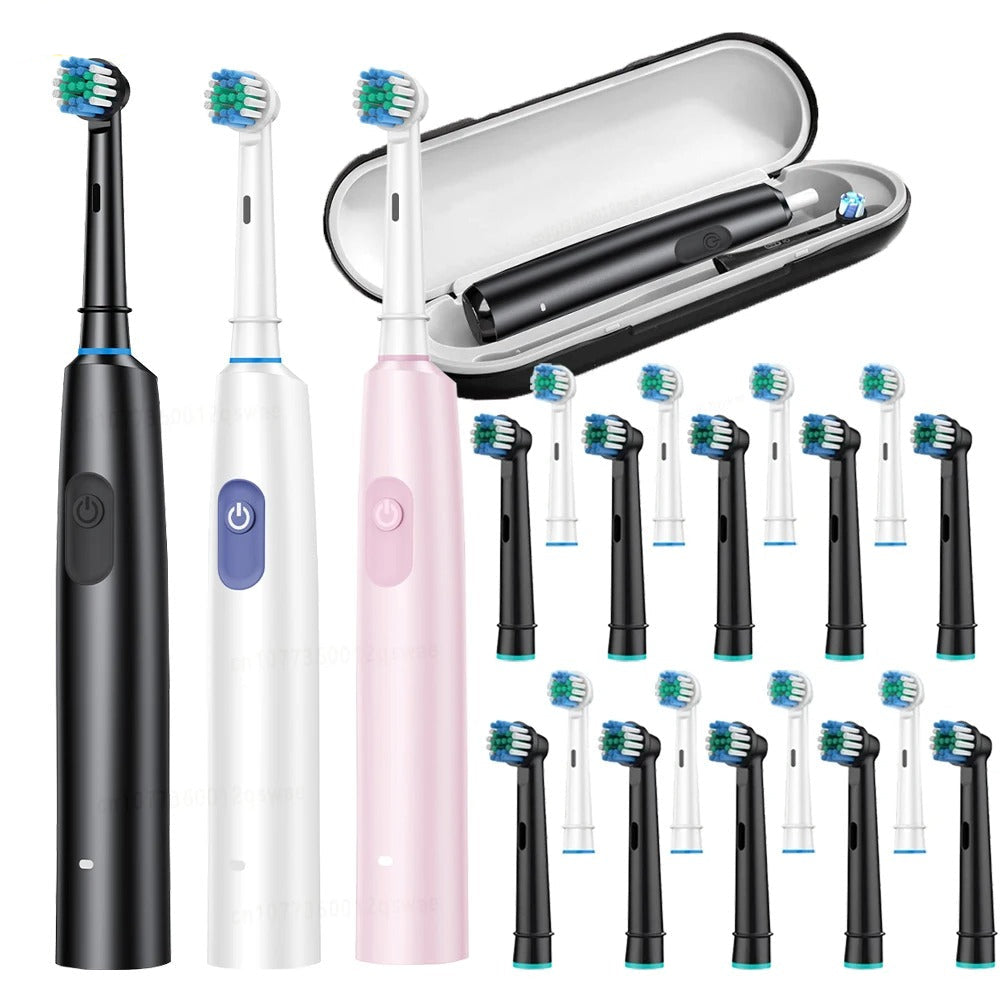 Electric Rechargeable Professional Rotary Toothbrush Set