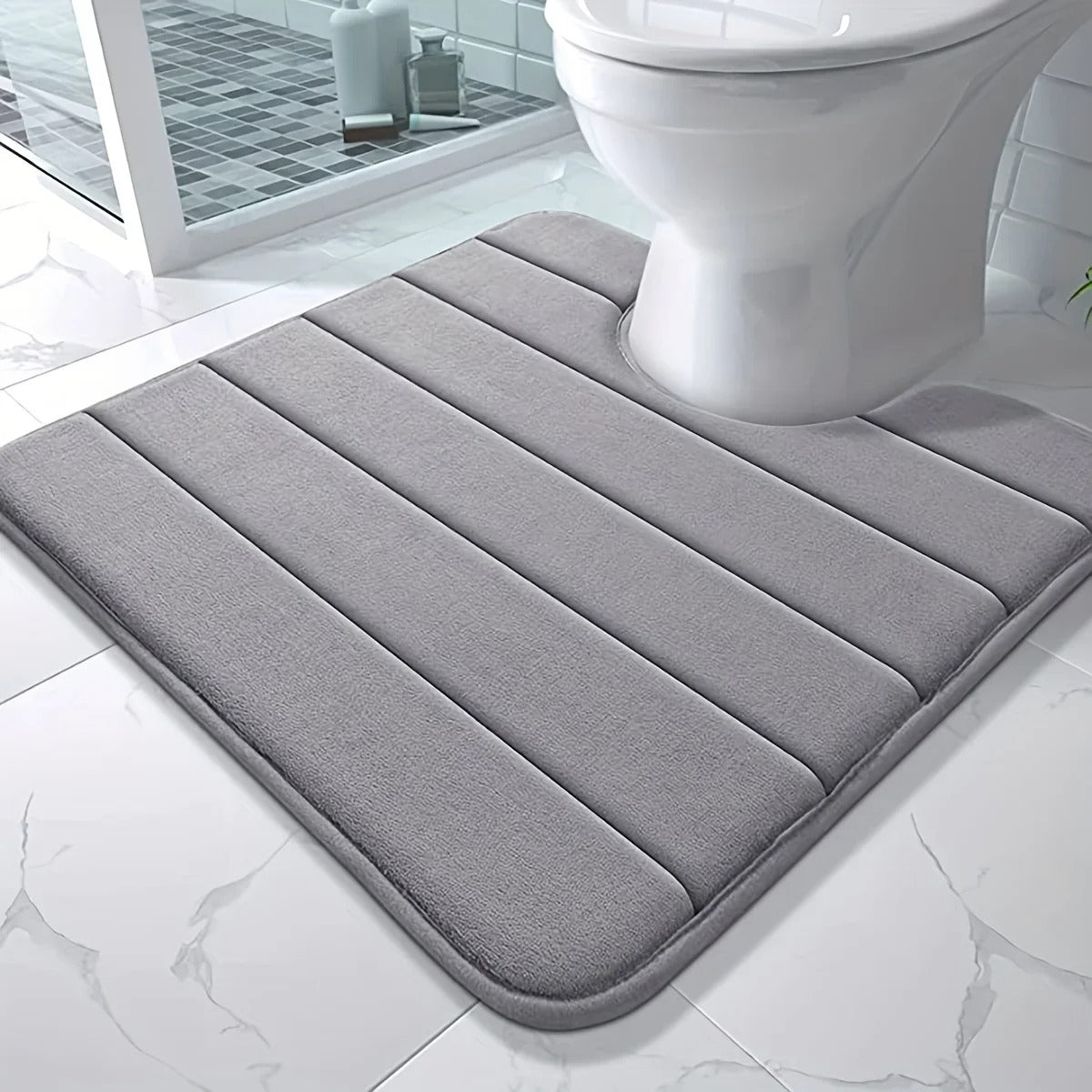 U-Shaped Toilet Mat Memory Foam Bathroom Carpet