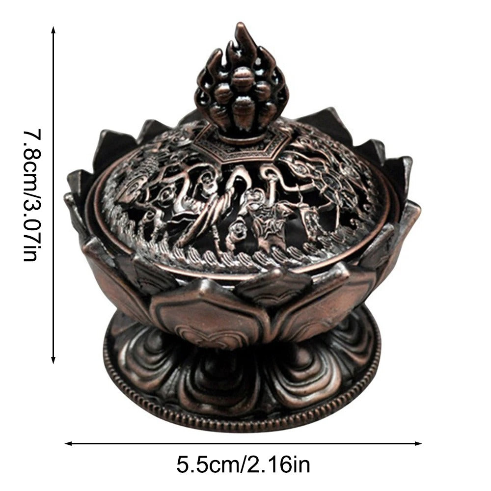 Lotus Flower Incense Burner Mini Buddha Brass Holder