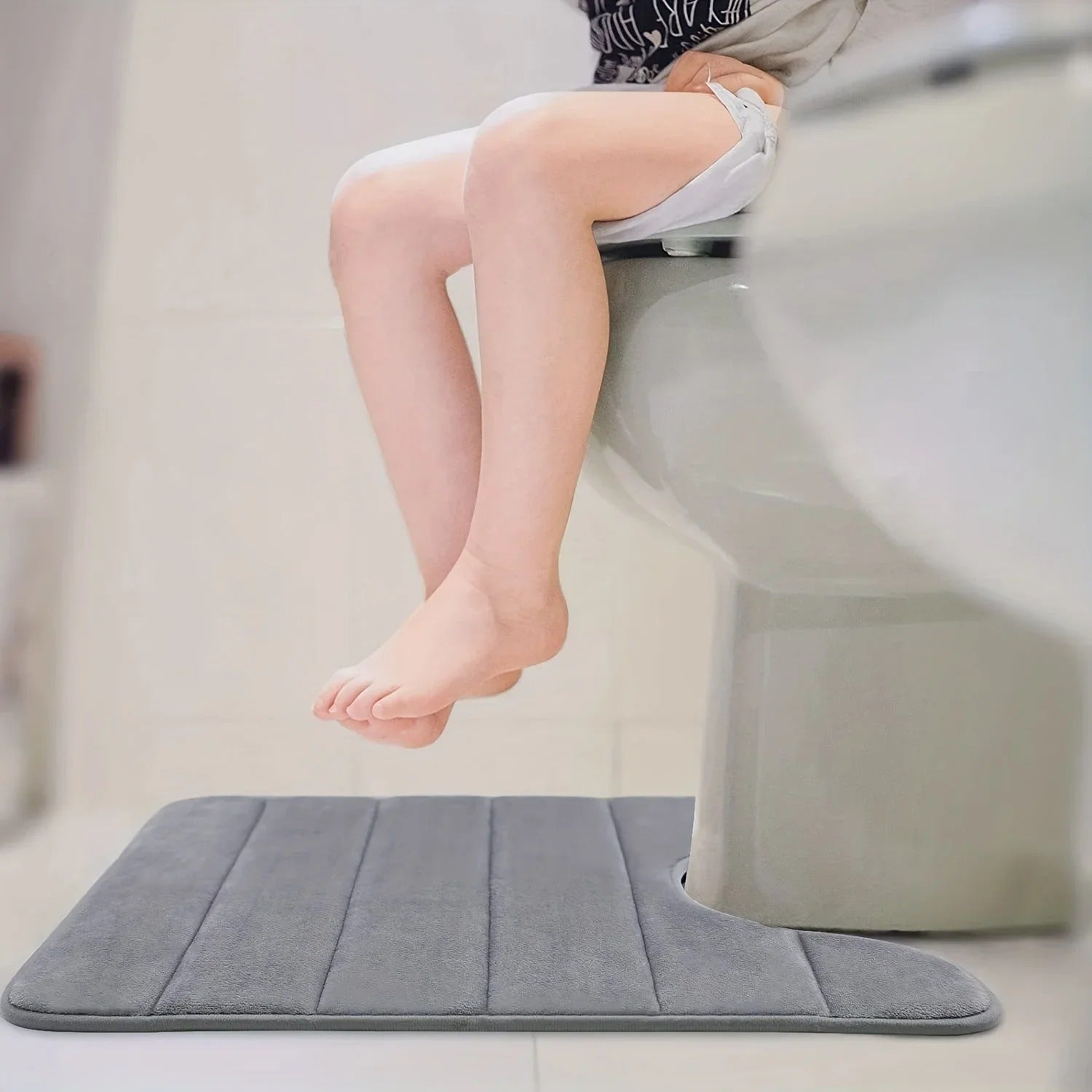 U-Shaped Toilet Mat Memory Foam Bathroom Carpet