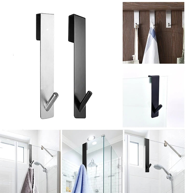 Stainless Steel Over Glass Door Shower Towel Rack [1 pack]
