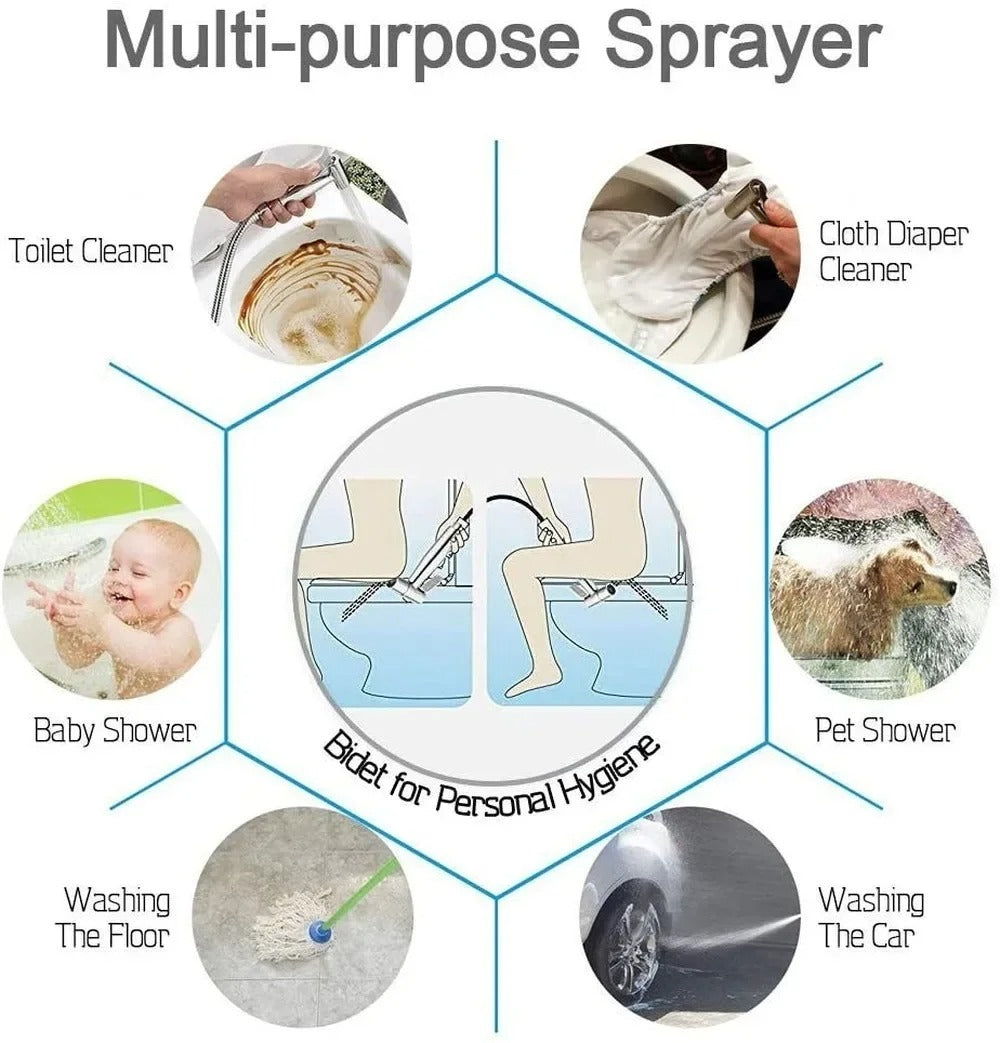 Handheld Toilet Bidet Sprayer Stainless Steel Bathroom Bidet Set