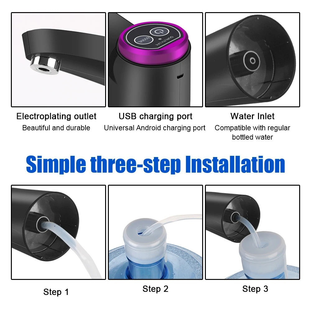 Electric Water Pump USB Rechargeable Touch Control Button Dispenser