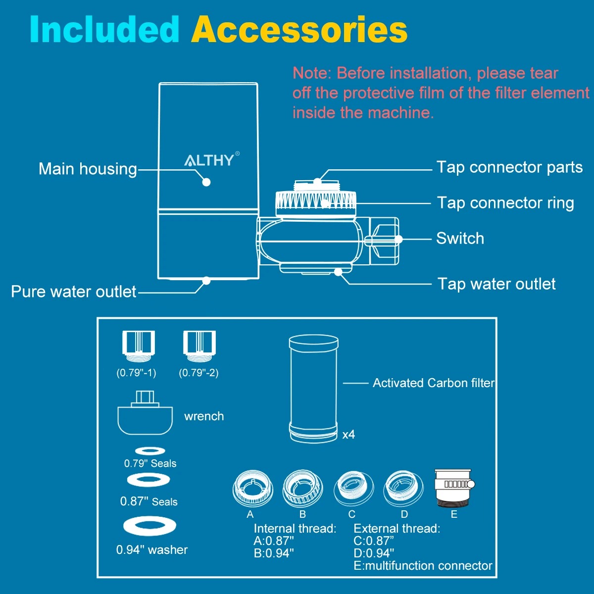 Faucet Tap Water Filter Purifier System – Reduces Lead, Chlorine & Bad Taste