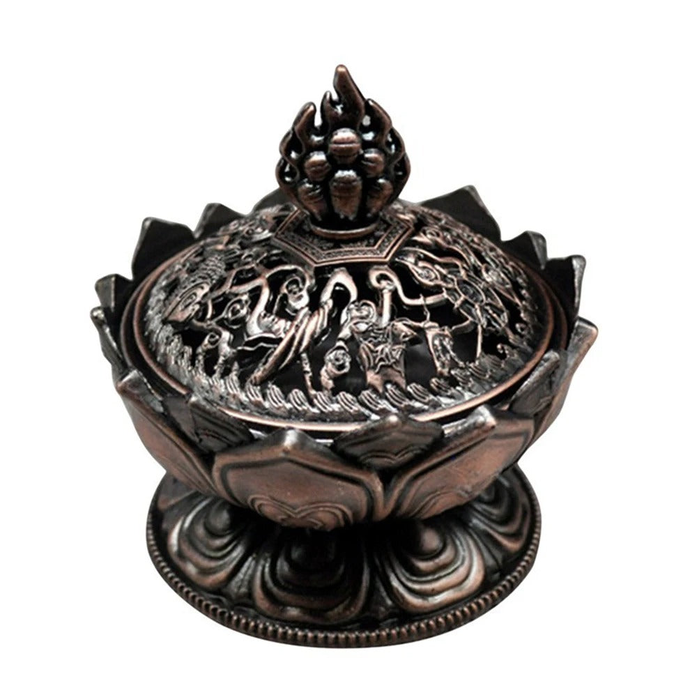 Lotus Flower Incense Burner Mini Buddha Brass Holder