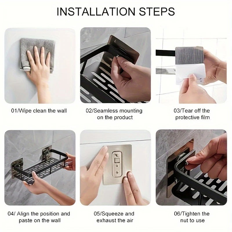 Punch-Free Wall Mounted Bathroom & Kitchen Shelf [1 PCS ]