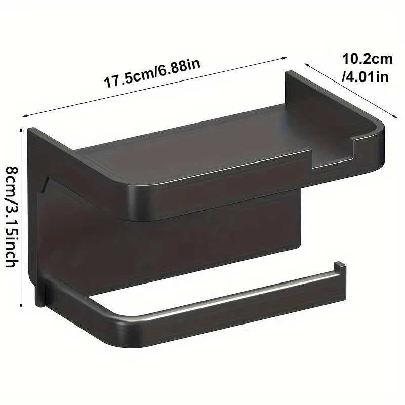 Toilet Paper Holder Space-Saving Wall-Mounted Perforated Storage Rack