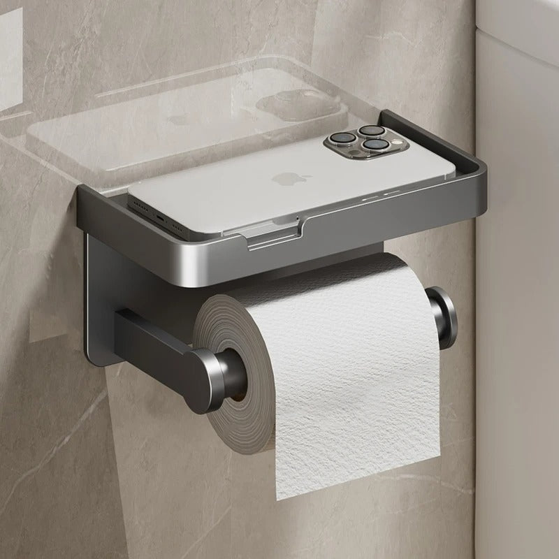 Wall-Mounted Toilet Paper Holder with Storage