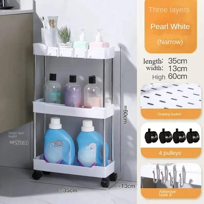 Push Trolley Shelf Multi-Layer Bathroom & Kitchen Storage